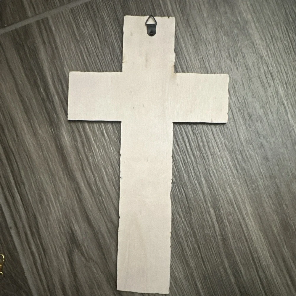 Wood Wall Cross Plaque, Blue Cross Inlay, Psalm 46:10 Be Still & Know
